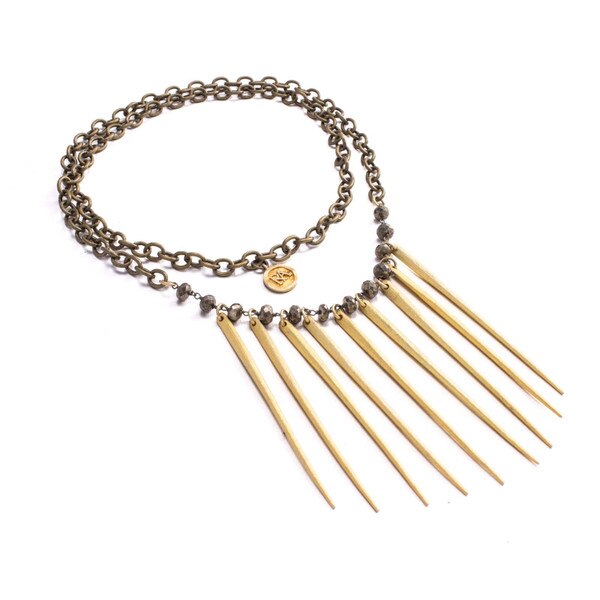 Lita Necklace Brass Spiked Chain (Antique Brass)